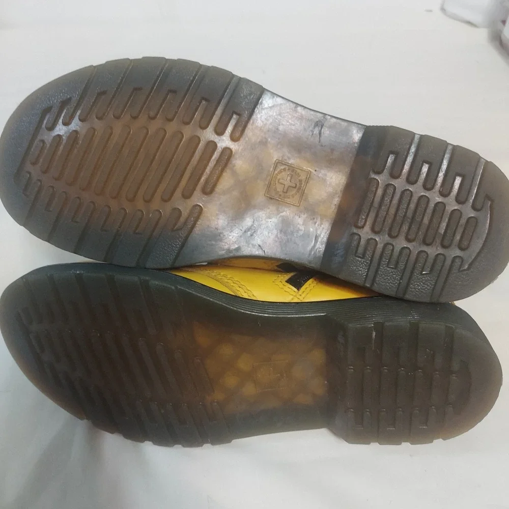 Dr Martens 1460 J Yellow Leather Lace Up Zip Boots Kids Size 4Y‎ Read!